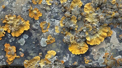 Canvas Print - Elegant coral lichens on a stone Blank area