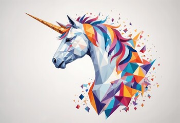 Wall Mural - 3d mythical unicorn in paper style