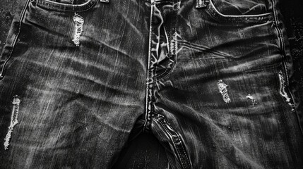 Poster - Black and white distressed jeans texture in the background