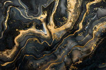 Wall Mural - Abstract modern black gold liquid marble background