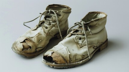 Canvas Print - Damaged beige footwear