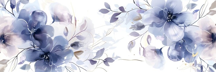 Canvas Print - A blue and white flower painting with a white background