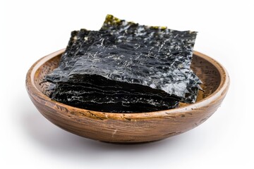 Poster - Crispy nori seaweed snack on white background Gim laver isolated