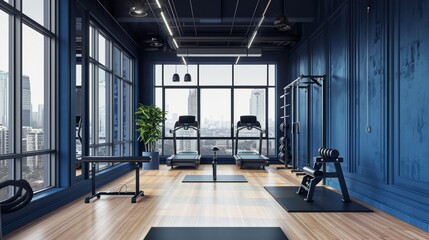 Blank wall in modern gym interior for mockup of gym wall logo