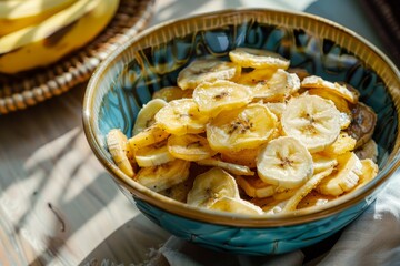 Poster - Dehydrated banana chips in a bowl