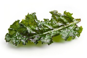 Wall Mural - Delicious kale chip on white background