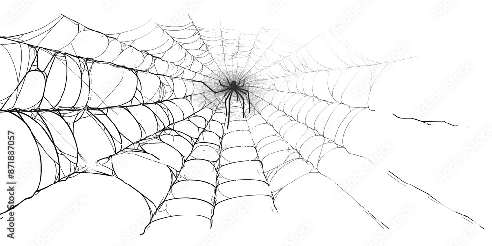 Realistic 3D Line Art Rendering of a Tangled Web in Cartoon Style ...