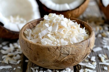 Poster - Finely chopped sweetened coconut chips for dessert