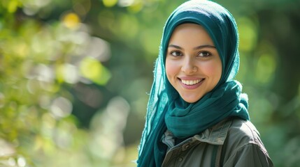 Wall Mural - The woman in green hijab