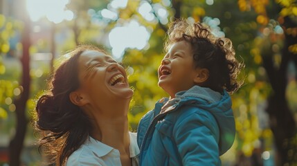 Canvas Print - Mother and joyful child