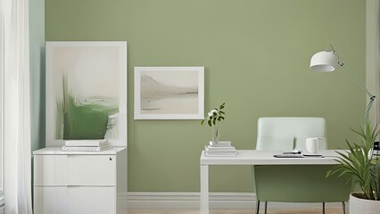 Sticker - modern bathroom with white and green tiles