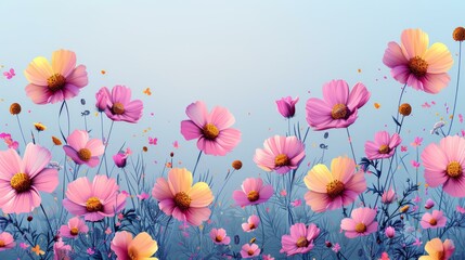 Wall Mural - Vibrant Field of Pink Flowers | Nature Imagery