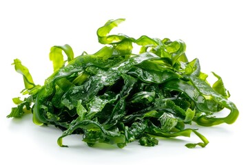 Poster - Green chuka seaweed salad isolated on white background edible and top view