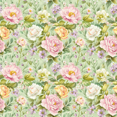  Floral variety color, form nature, seamless fabric pattern.