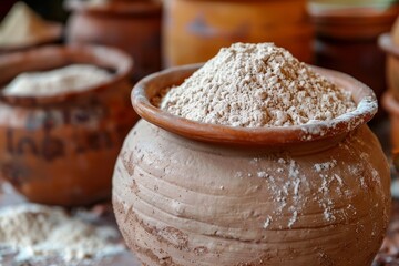 Canvas Print - Handmade clay pot made with Brazilian cassava flour also known as polvilho carimã or maniva