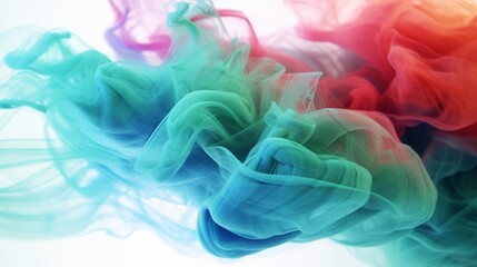 Wall Mural - wallpaper of blue green and red ink in water,generated with AI. High quality photo