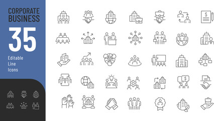 Wall Mural - corporate business line editable icons set. vector illustration in modern thin line style of busines