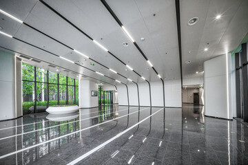 Canvas Print - Modern Corporate Lobby with Reflective Floors