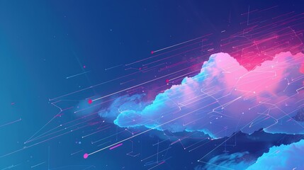 Cloud computing technology concept. Futuristic illustration