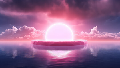 Wall Mural - A pink sky with a sun in the middle