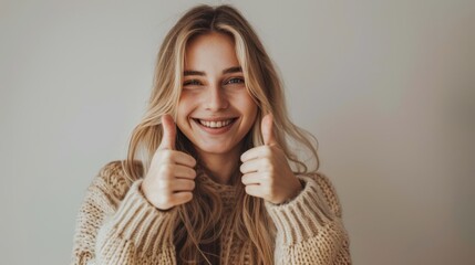 Wall Mural - The smiling woman in sweater