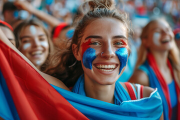 Wall Mural - Group of happy football fans on Euro 2024.