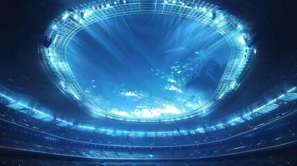 Wall Mural - soccer stadium top view and sky dark blue 