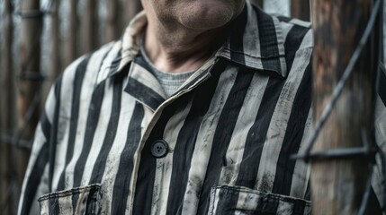 Canvas Print - prisoner with prison clothes with white and black lines