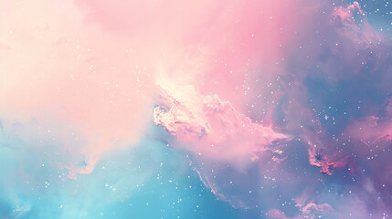 abstract pastel pale blue and pink galaxy nebula background.