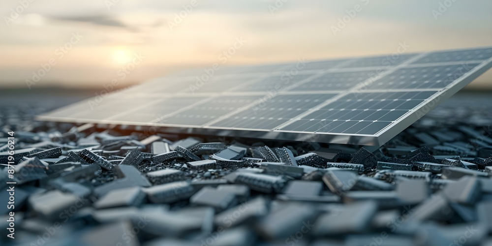 Disposal challenges with broken solar panels at end of life. Concept Solar Panel Disposal, Recycling, E-Waste Management, Environmental Impact, Sustainable Solutions