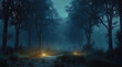© visoot - Night time forest, dark. Generative AI.