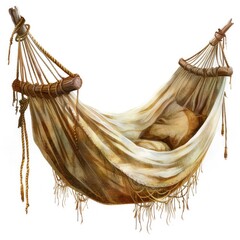 29. Hammock, camping accessory, digital painting, comfortable and relaxing, isolated on white background