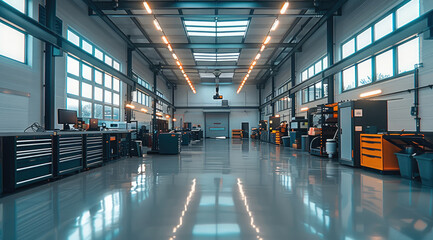 Poster - Modern workshop, production hall. Generative AI.