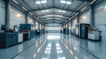 Poster - Modern workshop, production hall. Generative AI.