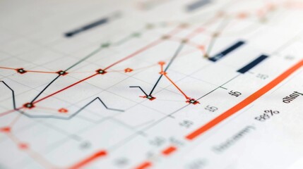 Poster - A close-up of a line graph showing financial growth trends over time
