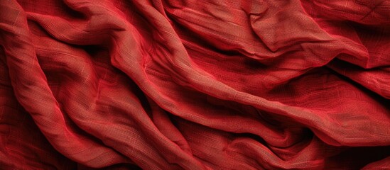 Aufkleber - Macro banner featuring a crumpled red linen fabric texture with a stone-washed appearance and ample copy space image.