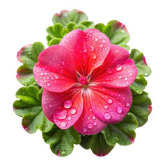 top view of beautiful geranium flower isolated on transparent background