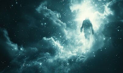 Wall Mural - reincarnation concept rebirth of a soul in a new body.illustration