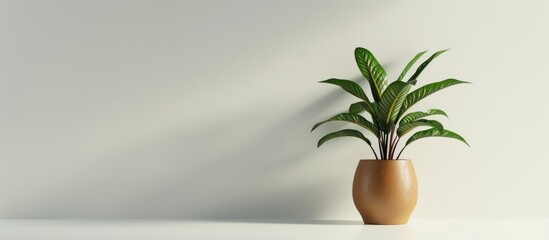 Aufkleber - A houseplant in a pot is highlighted on a white backdrop with empty space around it for inclusion of images or text.