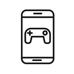 Wall Mural - mobile phone game icon black and white vector sign