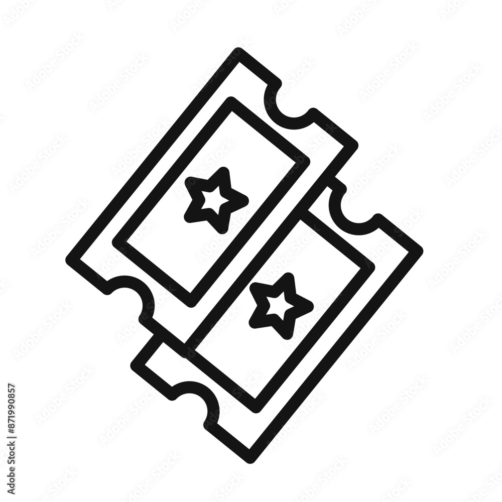 Cinema ticket icon black and white vector sign Stock Vector | Adobe Stock