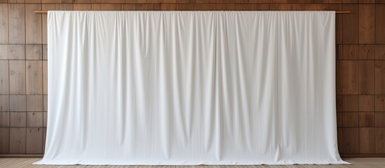 Aufkleber - A white textile backdrop on wooden panels and blank wall with a space for adding text or images -- a fabric piece on a board with room for a copy space image.