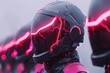 © Leo - Futuristic helmet with glowing red lines high tech headgear digital art cybernetic design sci fi helmet neon accents advanced technology cyberpunk style