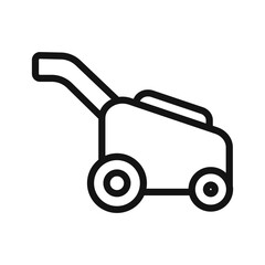 Wall Mural - Lawn mower icon black and white vector sign