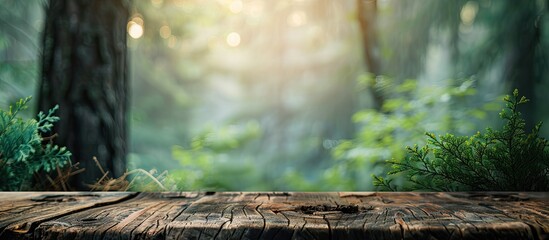 Poster - Blurry nature background with a tabletop, ideal for copy space image.
