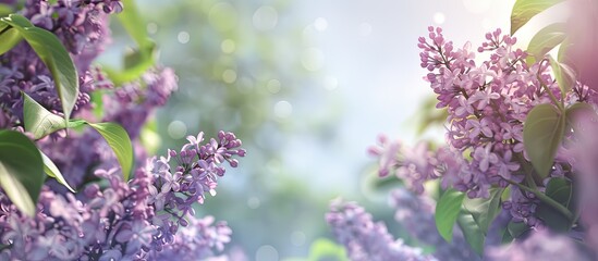 Poster - Springtime featuring fresh lilac leaves in a nature setting with a copy space image included.