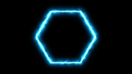 A black background with a plasma hexagon inside it. 3D animation.