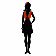 Wall Mural - white background, solo figure, lonely, isolated, Silhouette of woman standing alone on white background
