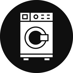 Sticker - Washing Machine Glyph Black Circle Icon