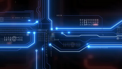 Digital cyberspace circuit board with binary code particles network